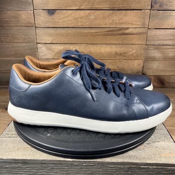 Cole Haan Grand.OS FT C22586 Crosscourt II Sneakers Navy Leather Men's Size 10.5 - Picture 1 of 10